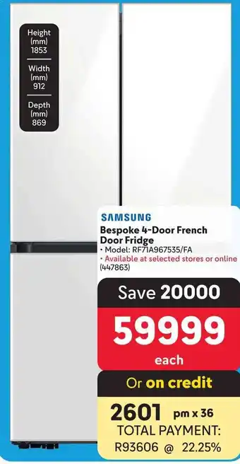 Makro SAMSUNG Bespoke 4-Door French Door Fridge offer