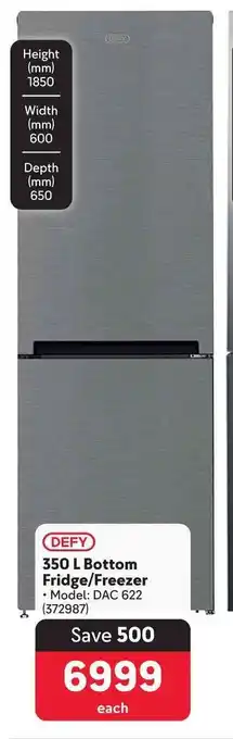 Makro DEFY 350 L Bottom Fridge/Freezer offer