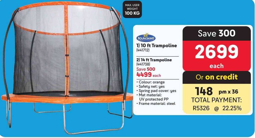 BOUNCEKING 10 ft Trampoline offer at Makro