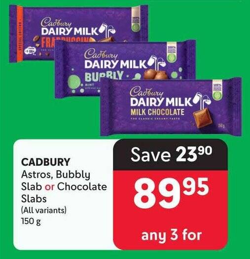 CADBURY Astros, Bubbly Slab or Chocolate Slabs or Chocolate Slabs offer ...