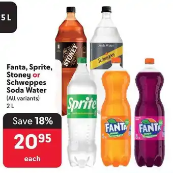 Makro Fanta, Sprite, Stoney or Schweppes Soda Water (All variants) 2L offer