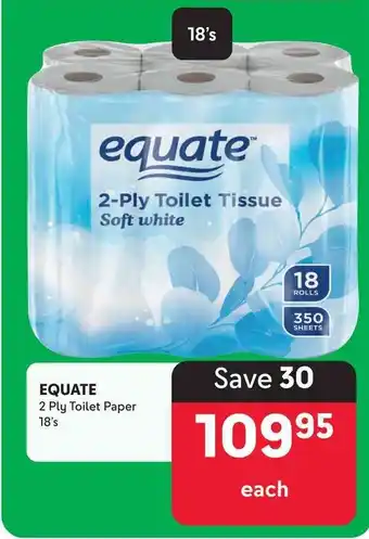 Makro EQUATE 2 Ply Toilet Paper 18's offer