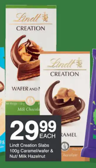 Save Lindt Creation Stabs 100g Caramel/Wafer & Nut/Milk Hazelnut offer