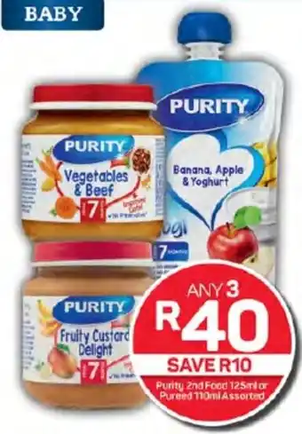 Pick n Pay Purity 2nd Food 125ml or Pureed 110ml Assorted offer