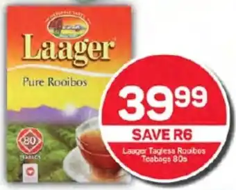 Pick n Pay Laager Tagless Rooibos Teabags 80s offer