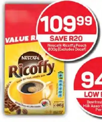 Pick n Pay Nescafe Ricoffy Pouch 800g (Excludes Decaf) offer