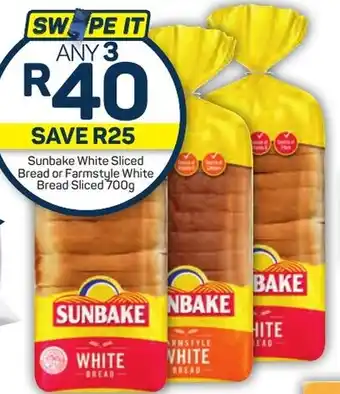 Pick n Pay Sunbake White Sliced Bread or Farmstyle White Bread Sliced 700g offer
