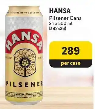 Makro HANSA Pilsener Cans 24 x 500 ml offer