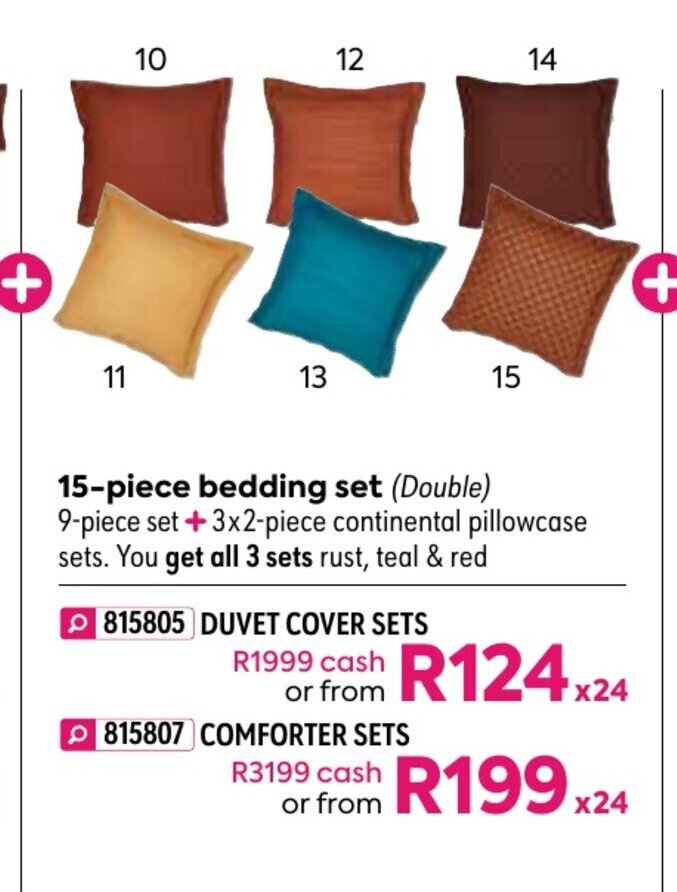 Lisbon 15Piece Bedding Set Duvet Cover Sets offer at HomeChoice