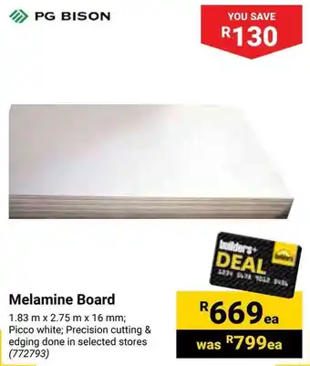 Builders Warehouse PG BISON Melamine Board offer