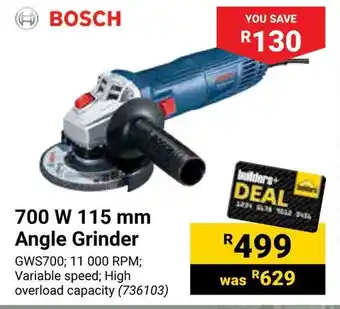 Builders Warehouse BOSCH 700 W 115 mm Angle Grinder offer