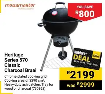 Builders Warehouse megamaster Heritage Series 570 Classic Charcoal Braai offer