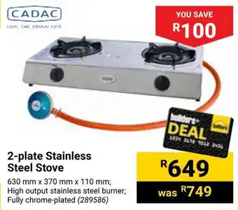 Builders Warehouse CADAC 2-plate Stainless Steel Stove offer