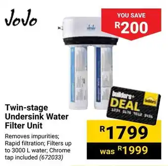 Builders Warehouse JoJo Twin-stage Undersink Water Filter Unit offer