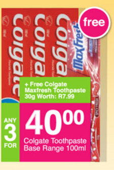 Save Colgate Toothpaste Base Range 100ml offer