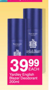 Save Yardley English Blazer Deodorant 200ml offer
