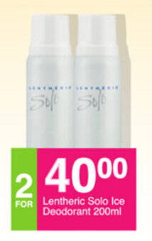 Save Lentheric Solo Ice Deodorant 200ml offer