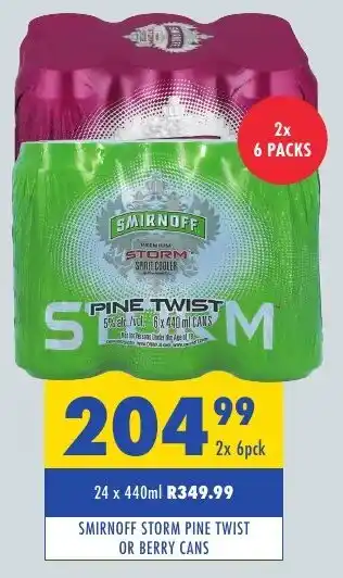 SMIRNOFF STORM PINE TWIST OR BERRY CANS