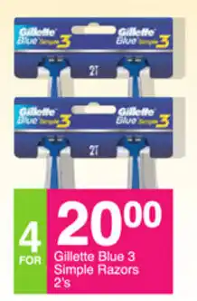 Gillette Blue 3 Simple Razors 2's