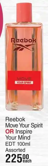 Dis-Chem Reebok Move Your Spirit OR Inspire Your Mind EDT 100ml Assorted offer