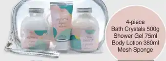 Dis-Chem 4-piece Bath Crystals 500g Shower Gel 75ml Body Lotion 380ml Mesh Sponge offer