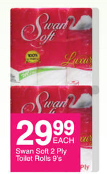 Save Swan Soft 2 Ply Toilet Rolls 9's offer
