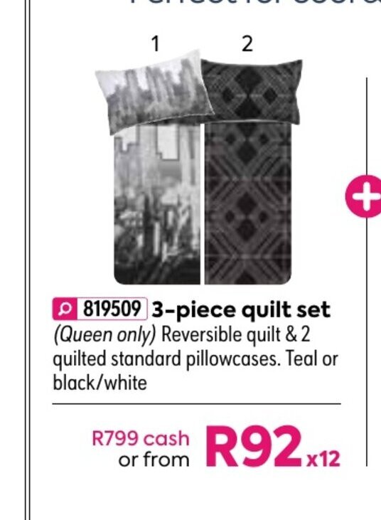 Devon 3Piece Quilt Set offer at HomeChoice