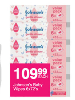 Save Johnson's Baby Wipes 6x72's offer