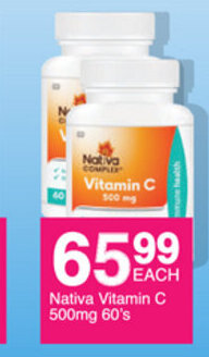 Nativa Vitamin C 500mg 60's
