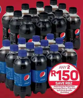 Pick n Pay Hypermarket Pepsi Original, Pepsi Max, Mountain Dew or 7 Up Free Soft Drink Bottles 12x330ml offer