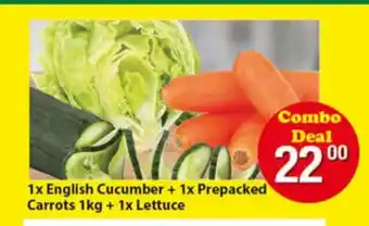 Check Save 1x English Cucumber + 1x Prepacked Carrots 1kg + 1x Lettuce offer