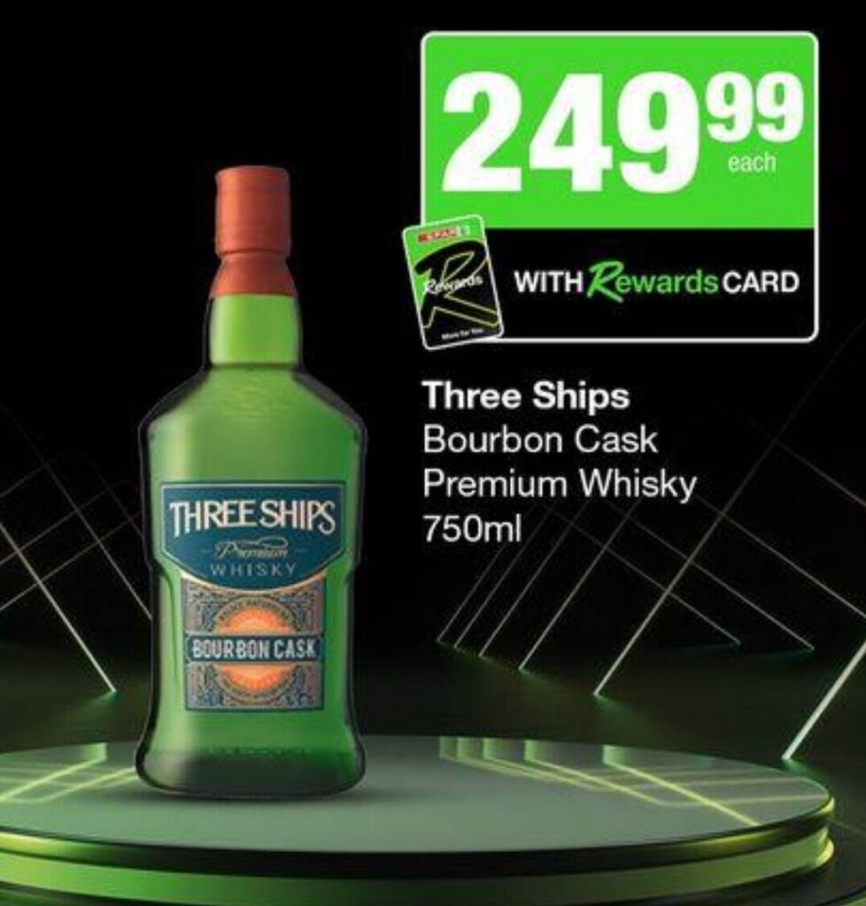 Three Ships Bourbon Cask Premium Whisky offer at Spar Tops