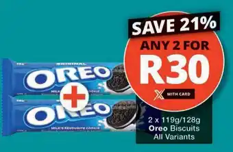 Checkers 2 x 119g/128g Oreo Biscuits All Variants offer