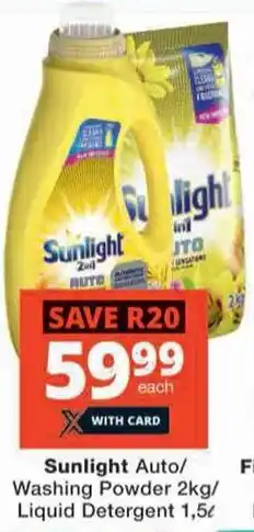 Checkers Sunlight Auto/ Washing Powder 2kg/ Liquid Detergent 1,5L offer