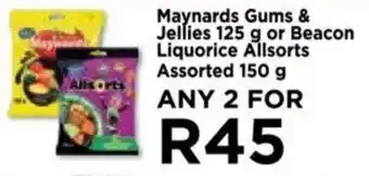 Food Lover's Market Maynards Gums & Jellies 125 g or Beacon Liquorice Allsorts Assorted 150 g offer