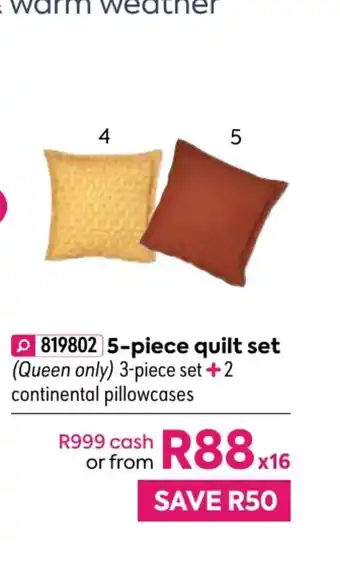 HomeChoice Zara 5-Piece Quilt Set offer