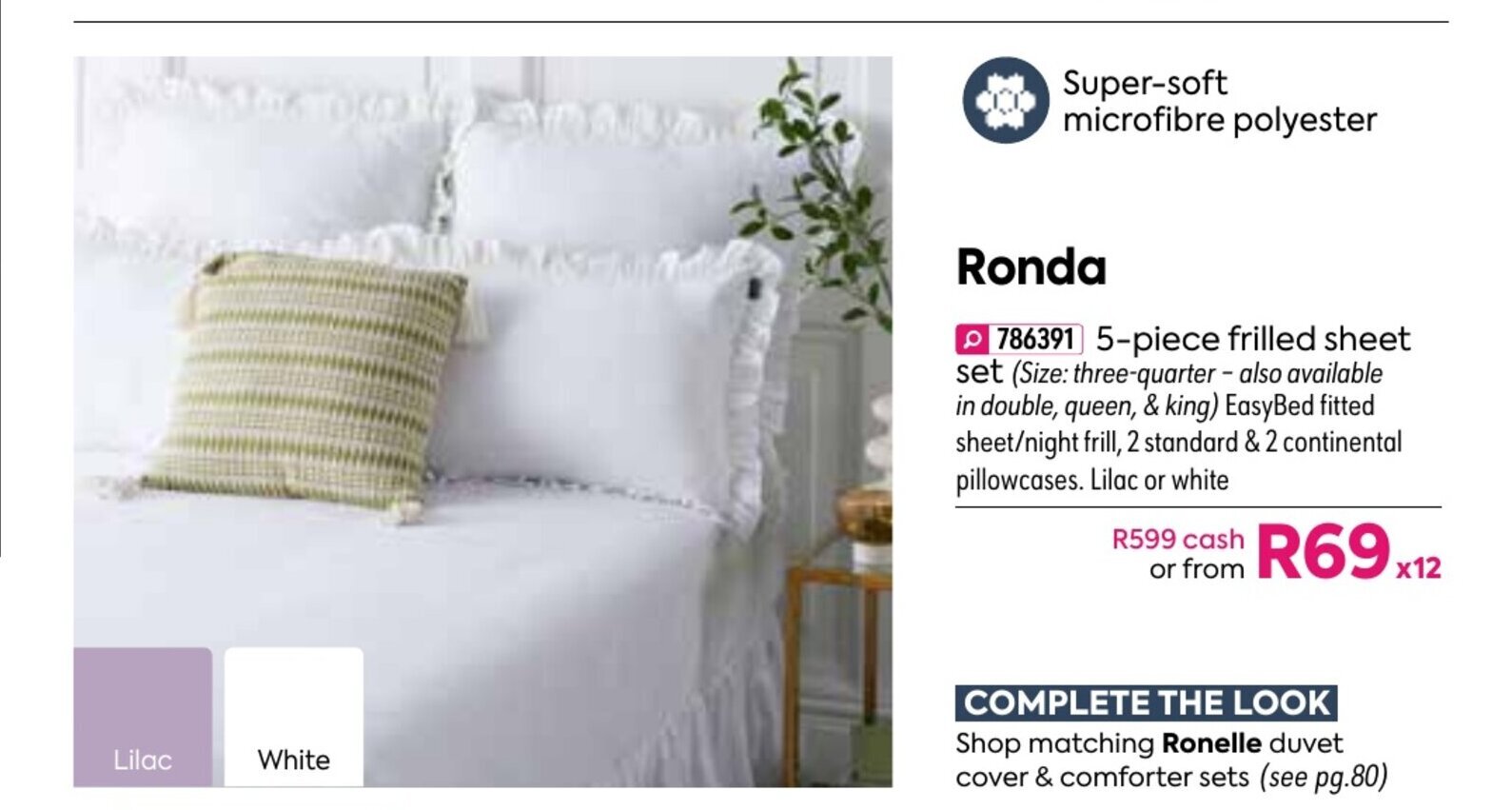 Ronda 5Piece Frilled Sheet offer at HomeChoice