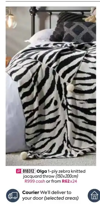 Olga 1-Ply Zebra Knitted Jacquard Throw