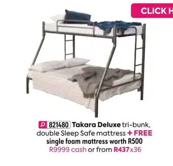 HomeChoice Takara Deluxe Tri-Bunk Double Sleep Safe Mattress offer