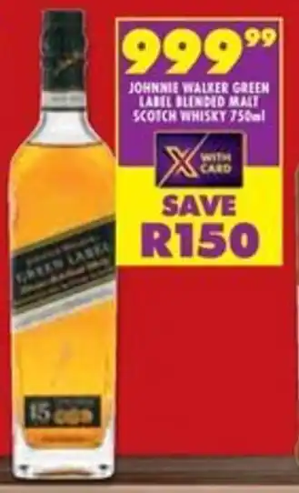 Shoprite Liquor JOHNNIE WALKER GREEN LABEL BLENDED MALT SCOTCH WHISKY 750ml offer