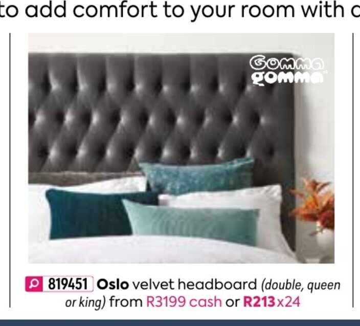 Oslo Velvet Headboard offer at HomeChoice