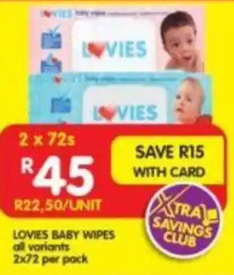 Shoprite LOVIES BABY WIPES all variants offer