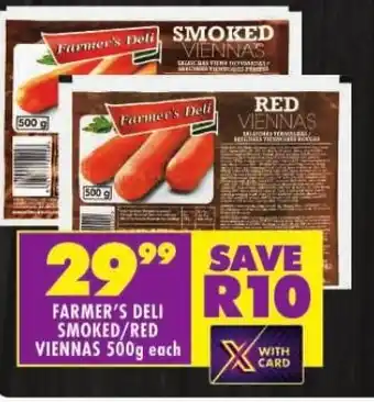 Shoprite FARMER'S DELI SMOKED/RED VIENNAS 500g each offer