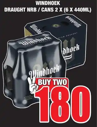 Boxer Liquors WINDHOEK DRAUGHT NRB / CANS 2 X (6 X 440ML) offer