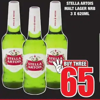 Boxer Liquors STELLA ARTOIS MALT LAGER NRB 3 X 620ML offer