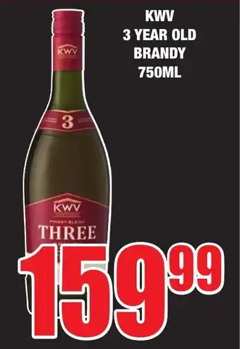 Boxer Liquors KWV 3 YEAR OLD BRANDY 750ML offer