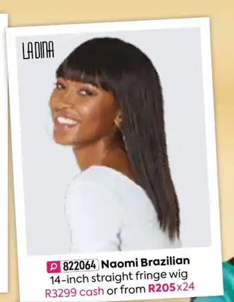 HomeChoice Naomi Brazilian 14-inch Straight Fringe Wig offer