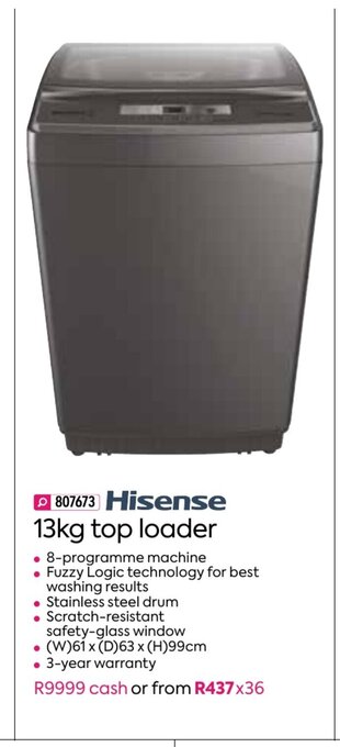 Hisense - 13kg Top Loader