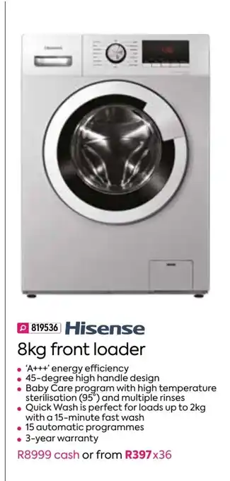 HomeChoice Hisense - 8kg Front Loader offer