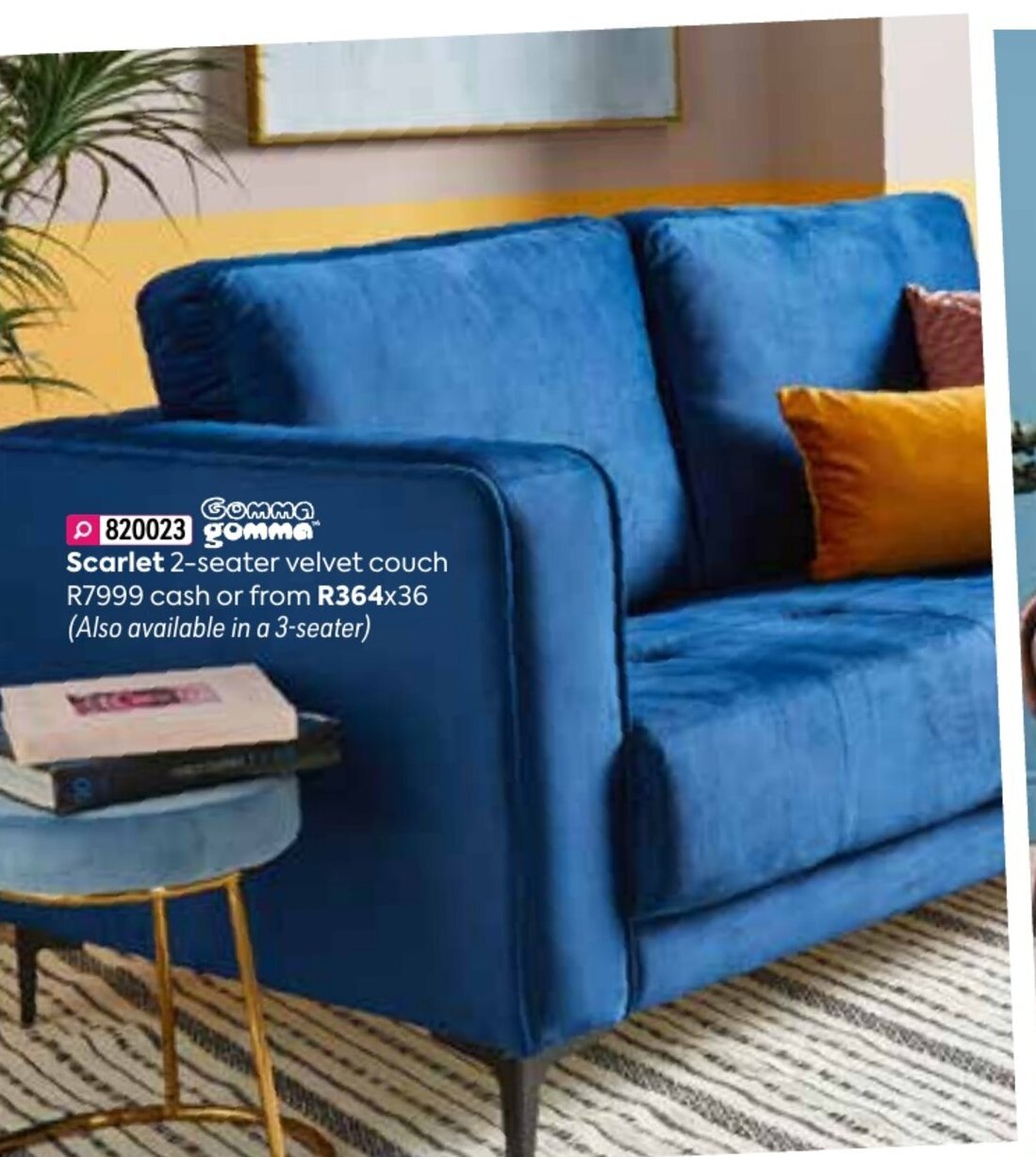 Scarlet 2Seater Velvet Couch offer at HomeChoice